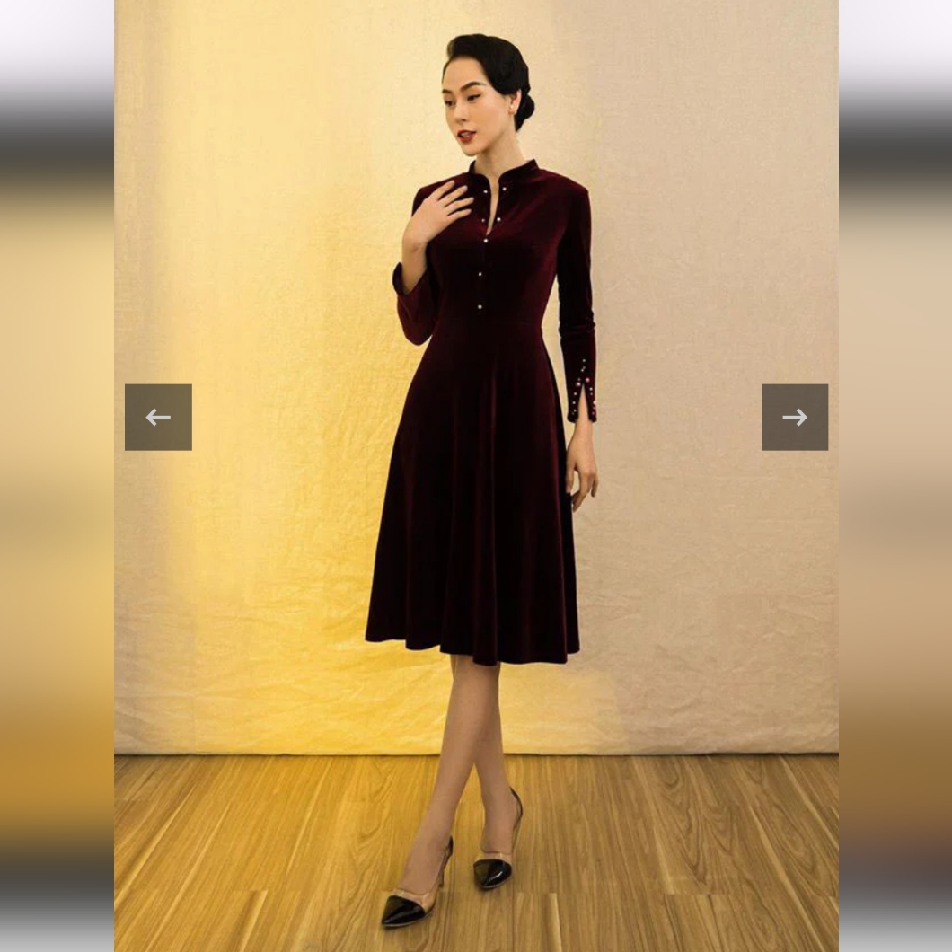 Sarah Luton Elegant Velvet Burgundy Dress